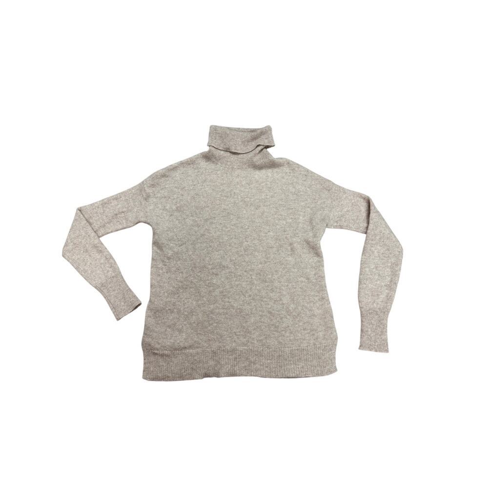 Nordstrom 100% Cashmere Turtleneck Sweater Womens Small Beige Oatmeal Knit